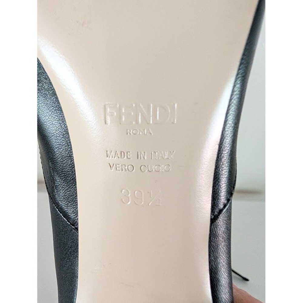 Fendi FFreedom Calf Leather Black Leather Square Toe Heeled Ankle‎ Boots SZ 39.5 - Picture 9 of 9